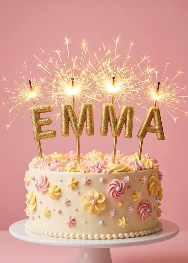 Sparkler Name Birthday Cake