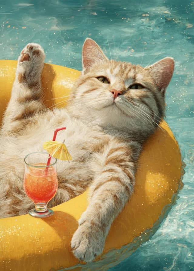 Floating Feline Happy Hour