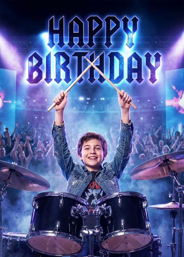 Rockstar Drummer Boys Birthday Card