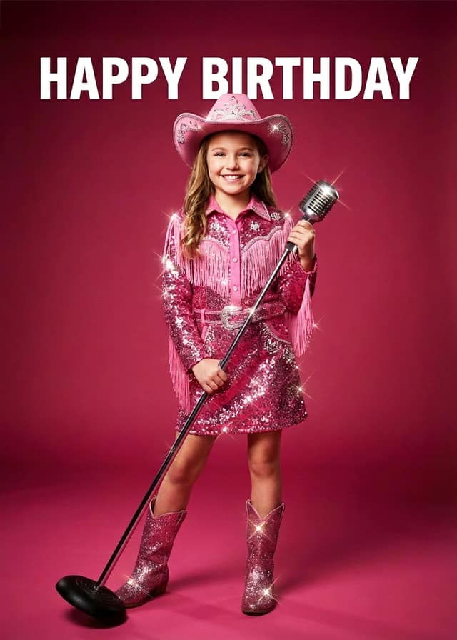 Sparkly Birthday Cowgirl Star