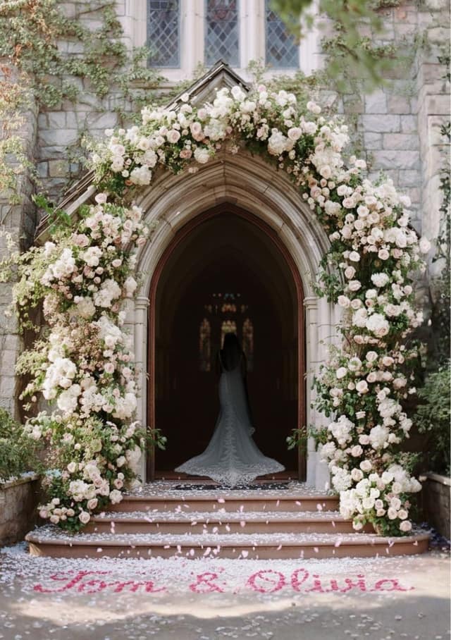 Garden wedding entrance