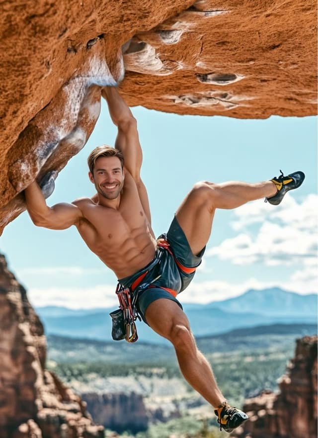 Gravity Defying Rock Climber
