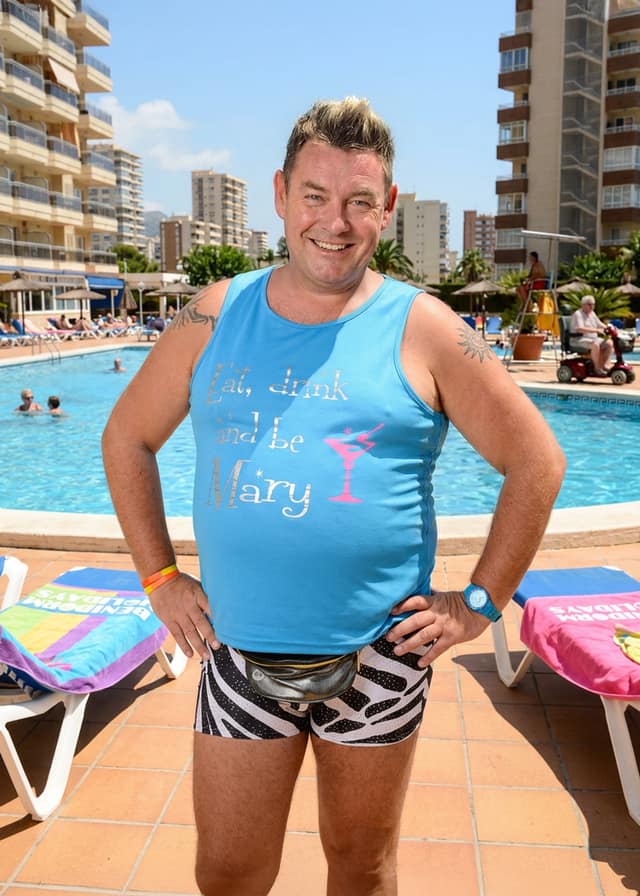Poolside vacation guy