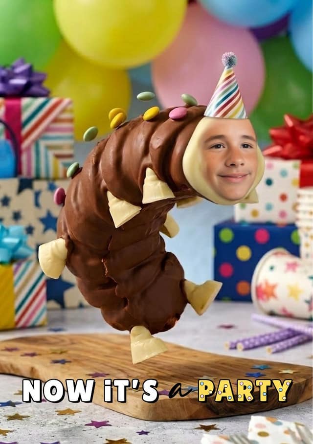 Birthday Caterpillar Cake Face Swap