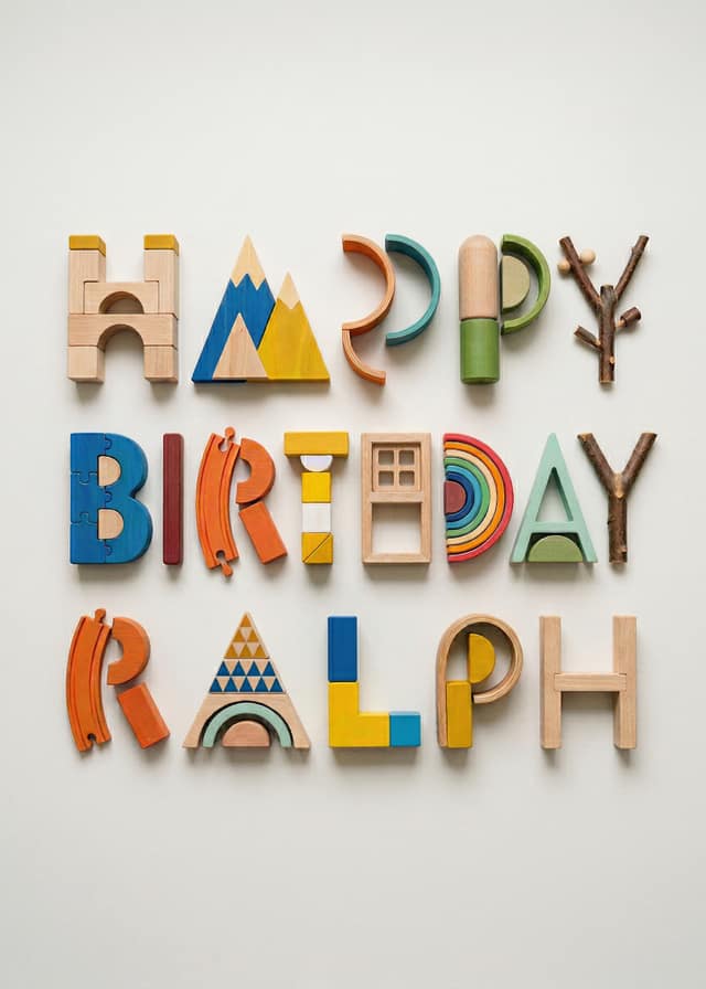 Colourful Wooden Birthday Name Design