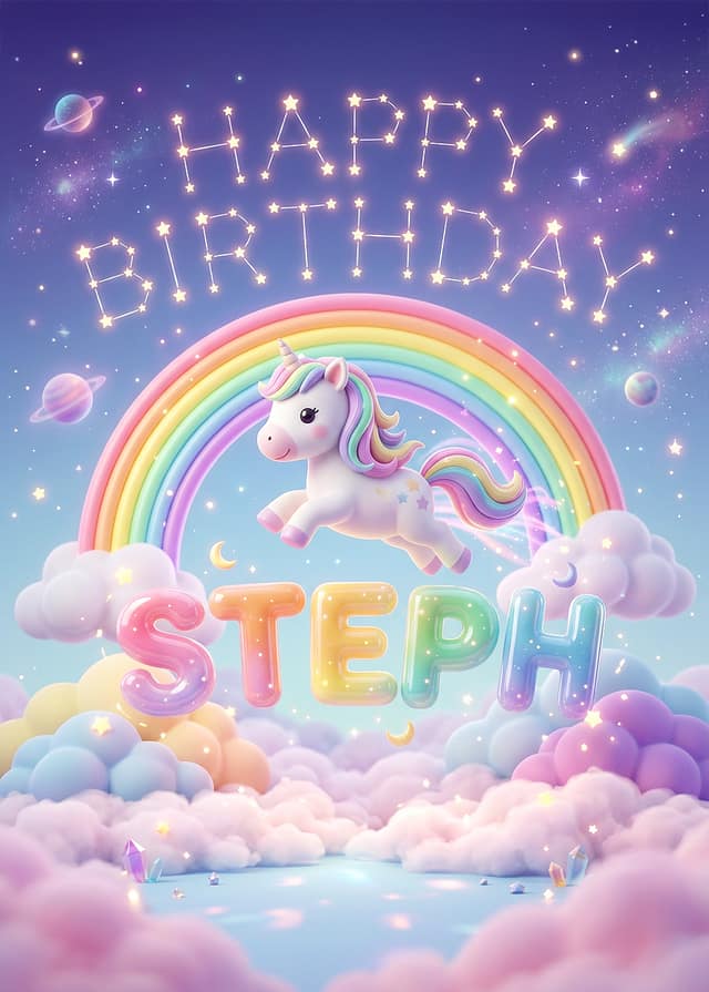 Dreamy Unicorn Birthday Name