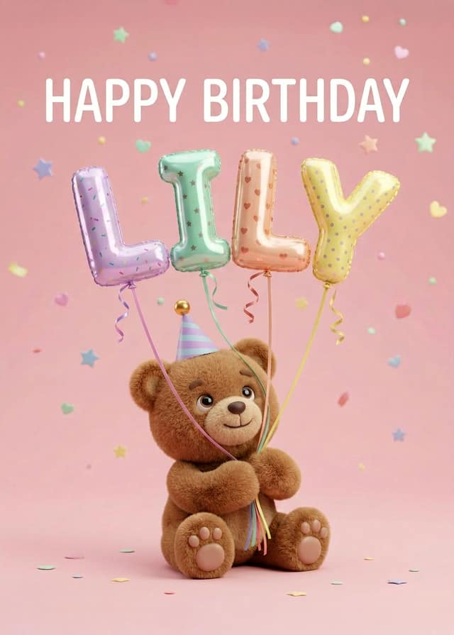 Birthday Bear Name Balloons