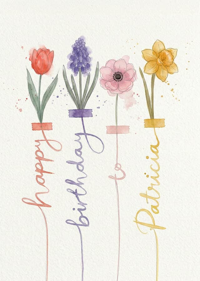 Watercolor Birth Flower Name Bouquet