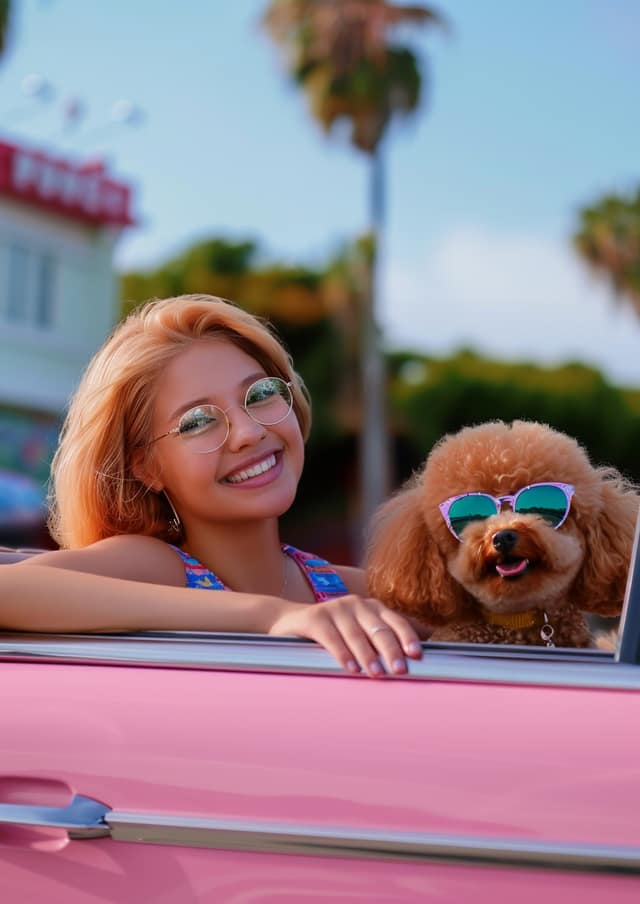 Pink Convertible Poodle Cruise