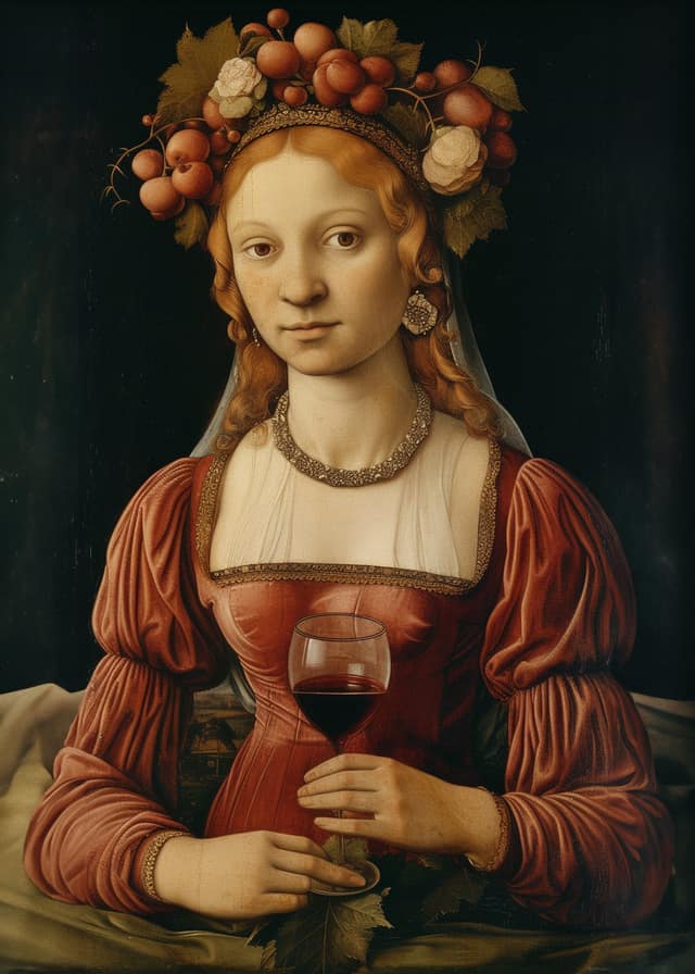 Portrait Painting Woman With Wine