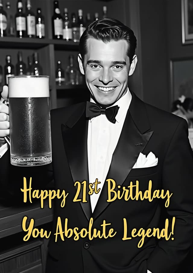 21st Birthday Card Absolute Legend