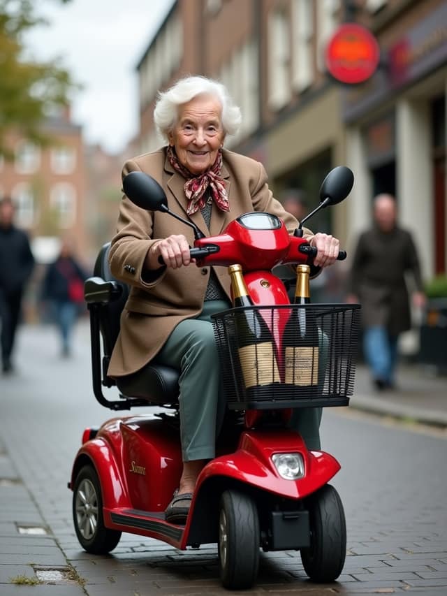 Granny with champagne birthday card