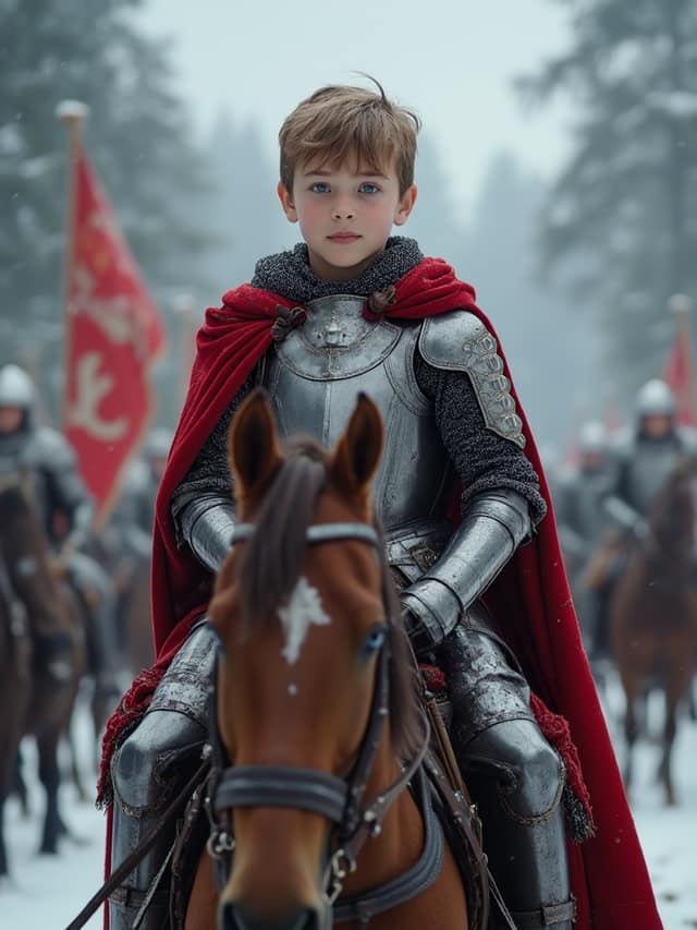 Knight Boy Riding Horse Birthday Card