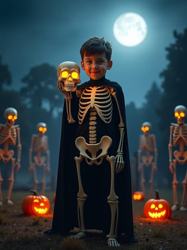 Skeleton Boy Halloween Card
