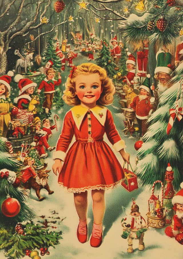 Vintage Christmas Toyland Girl