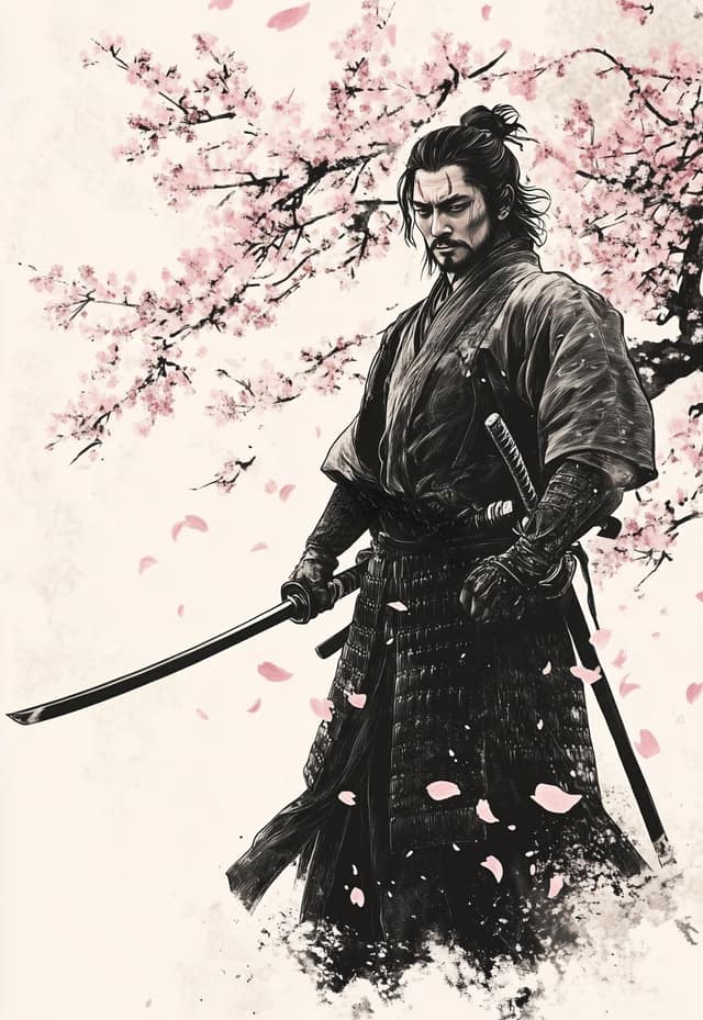 Cherry Blossom Samurai Warrior