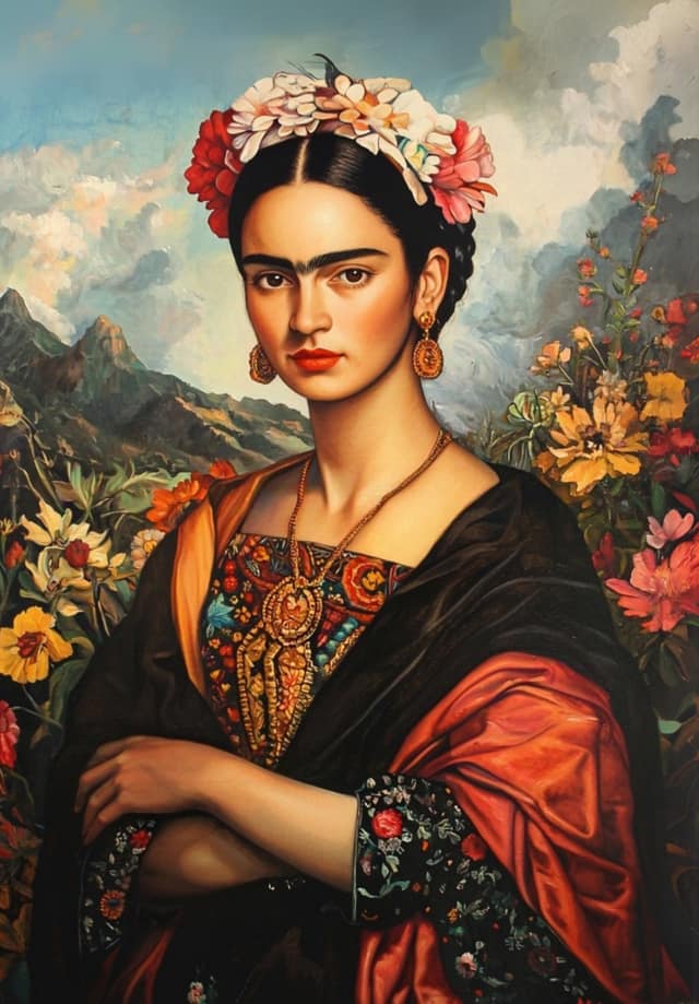 Frida Kahlo Flower Crown Portrait