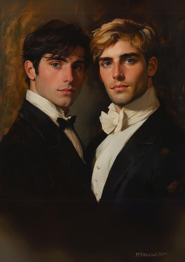 Dashing Gentlemen Oil Portrait