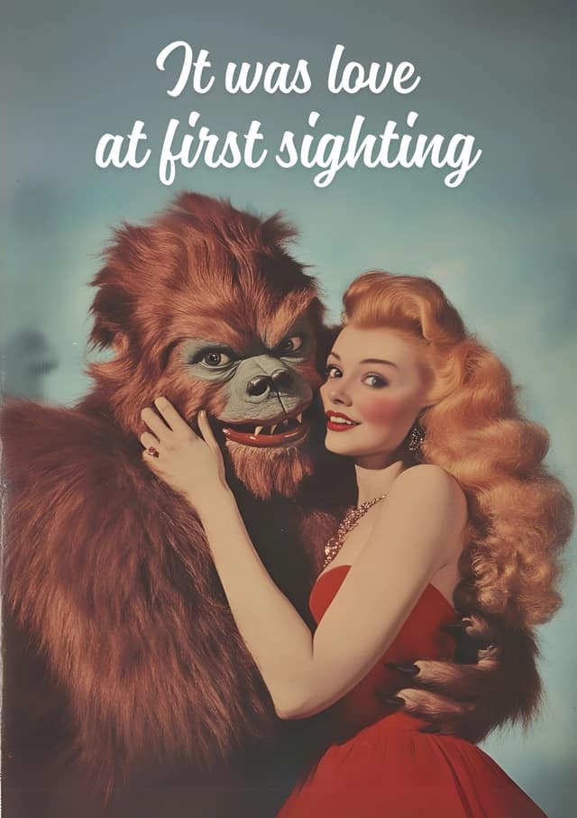 Vintage Werewolf Romance Pinup