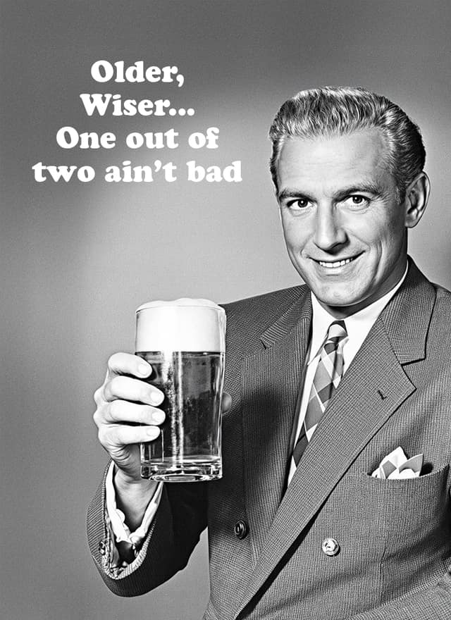 One Out Of Two Birthday Card Black And White