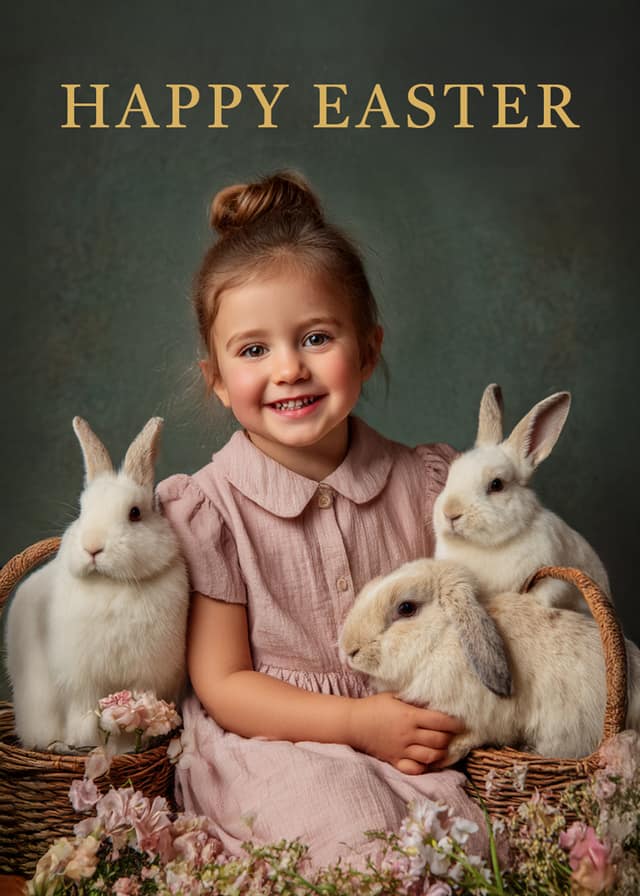 Easter Bunny Girl Card