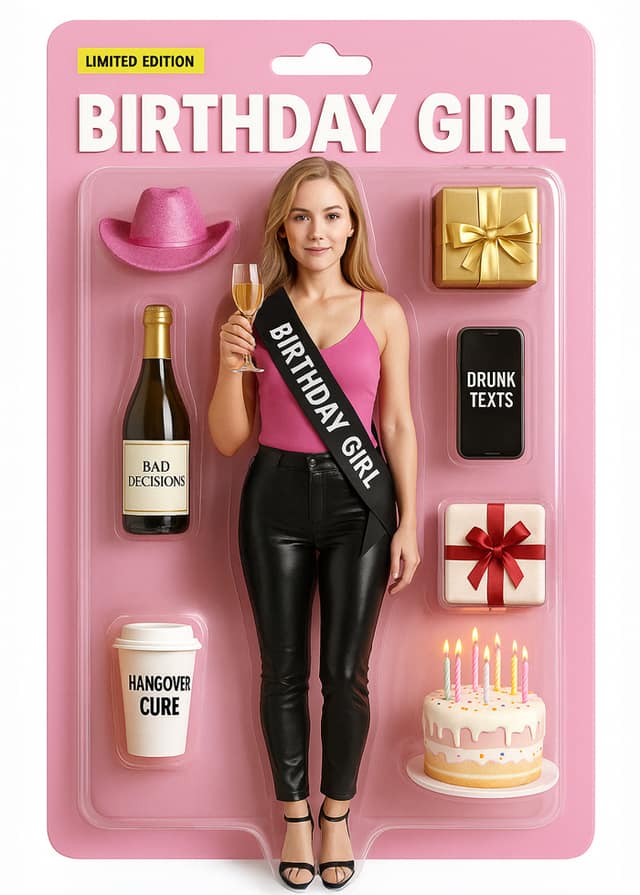 Action Figure Birthday Girl Card