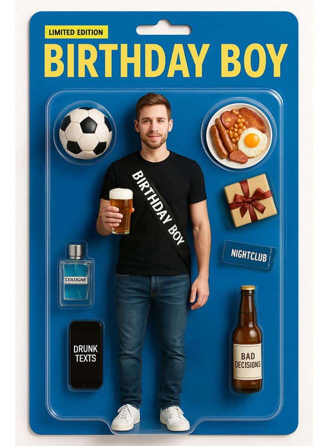 Birthday Boy Action Figure Card