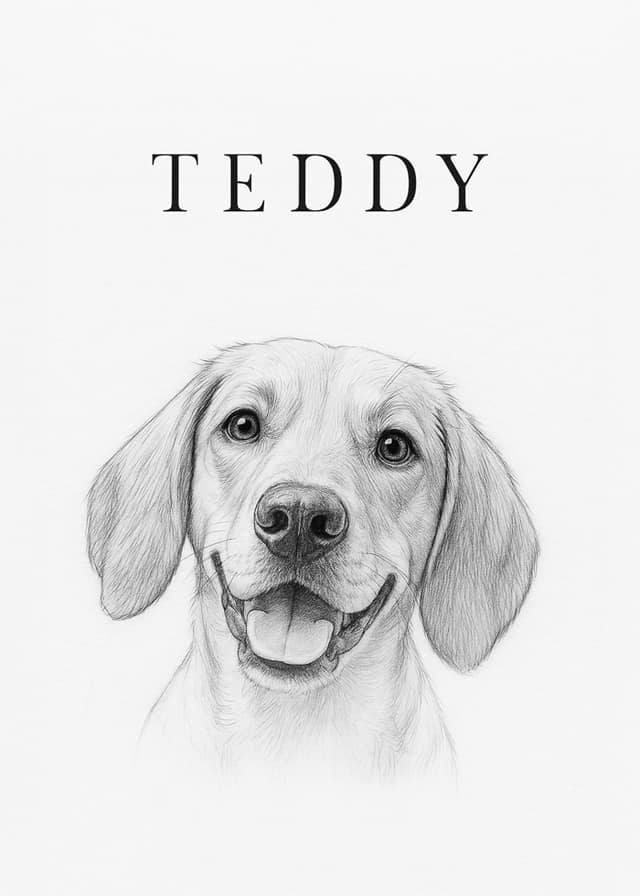 Timeless Pet Sketch With Name