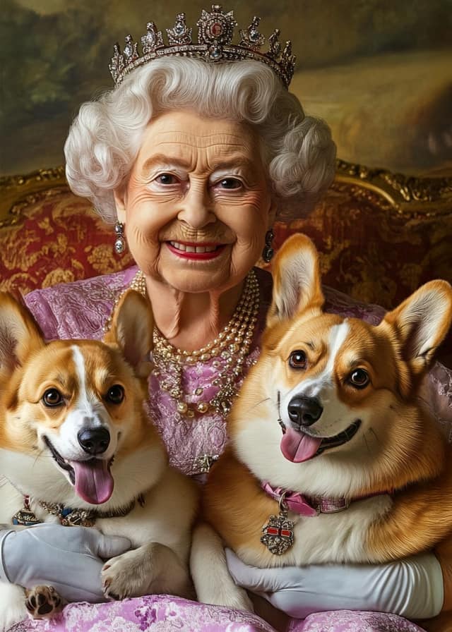 Queen Elizabeth Corgi Portrait