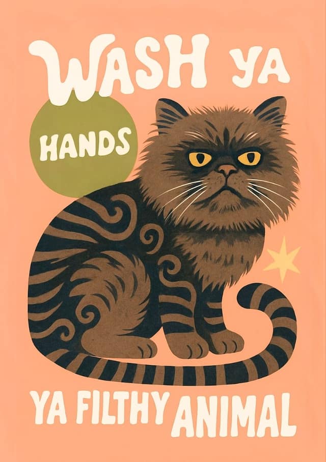 Moody Cat Hygiene Warning
