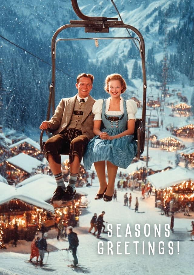 Festive Alpine Chairlift Couple