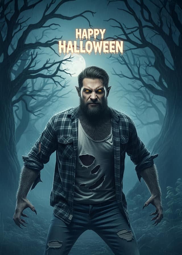 Halloween Werewolf Face Swap