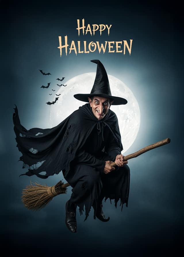 Moonlit Halloween Witch
