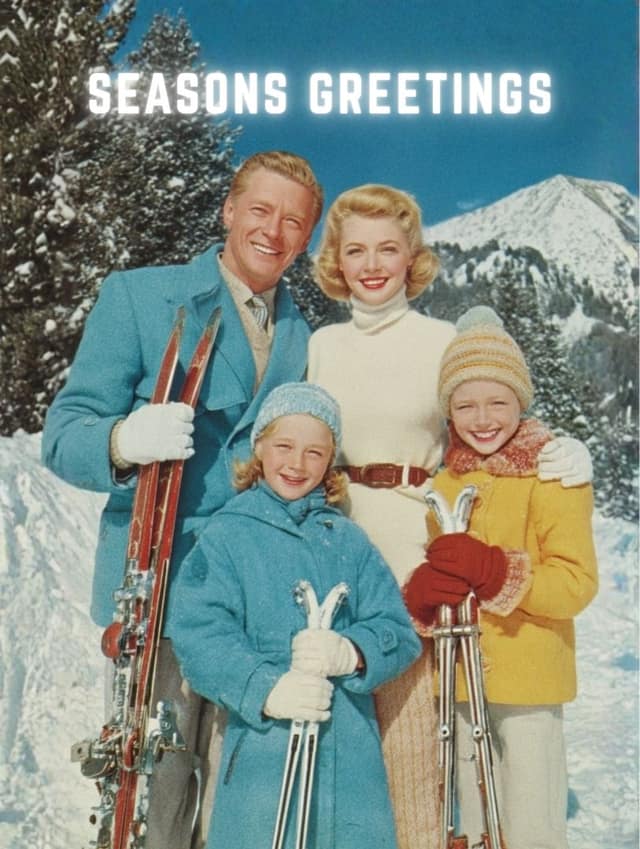 Vintage Family Ski Greetings