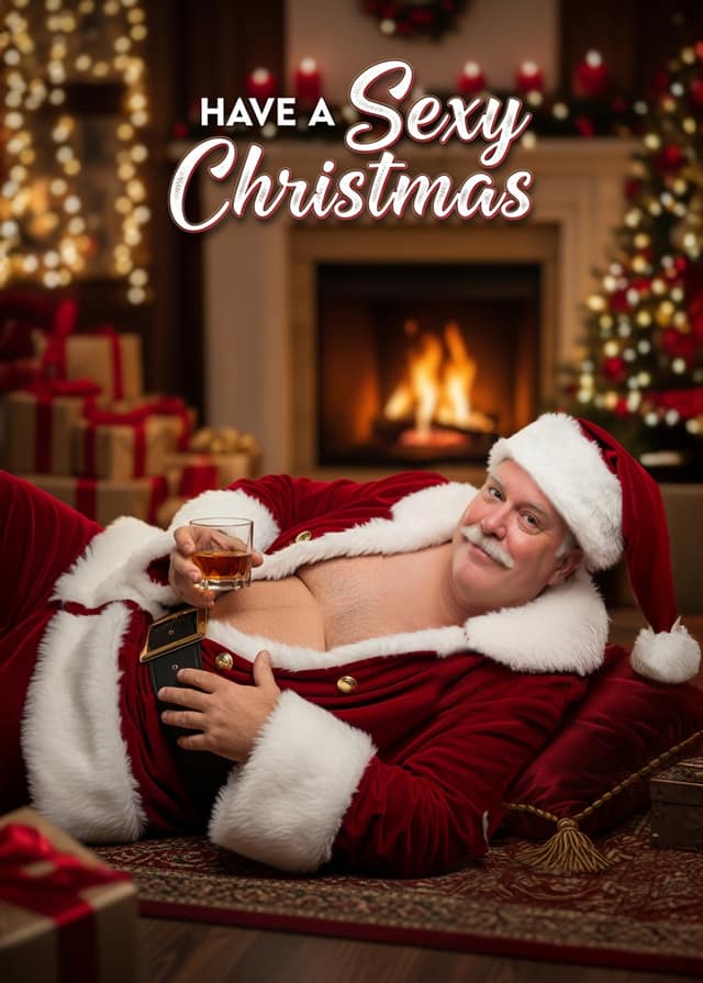 Cheeky Santa Fireside Pin-Up