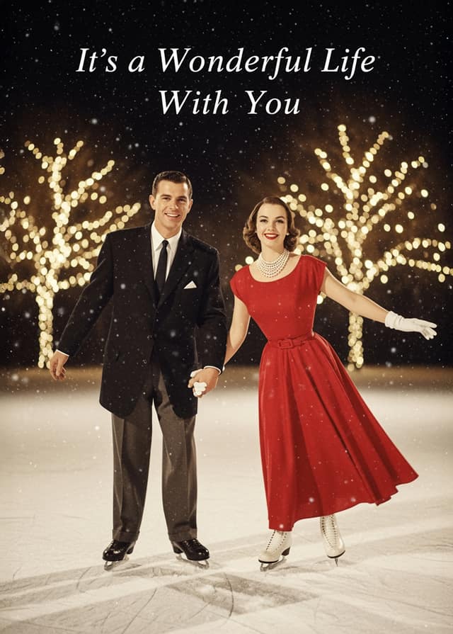 Classic Holiday Skating Couple